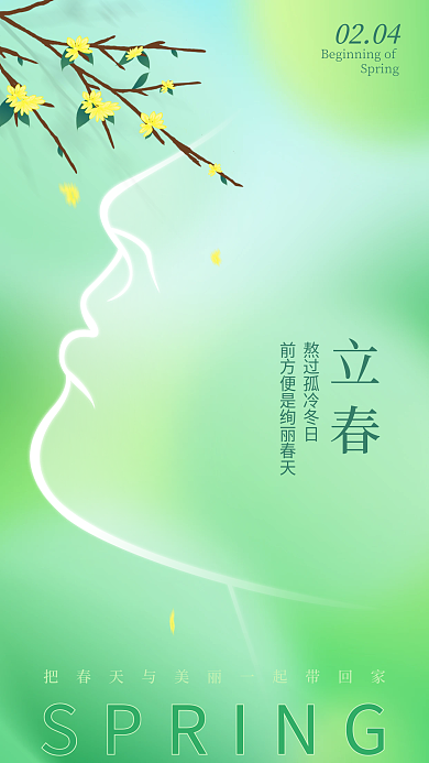 简约清新0204医美美容美业轮廓创意海报