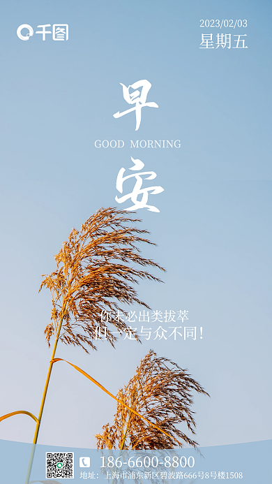 早安清新地址星期五日签海报