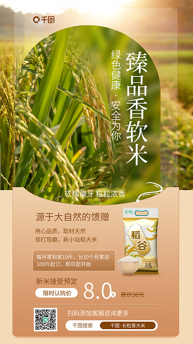 3d新米长粒香大米搜索活动海报