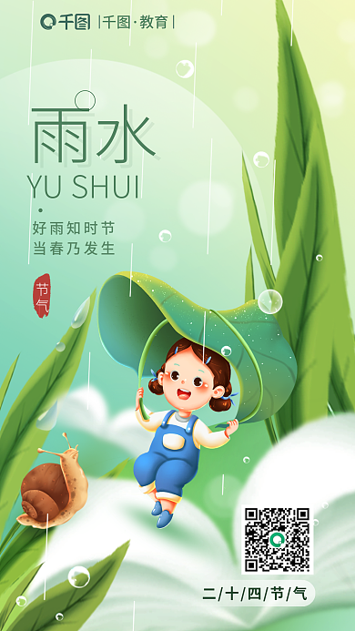雨水二十四节气借势海报