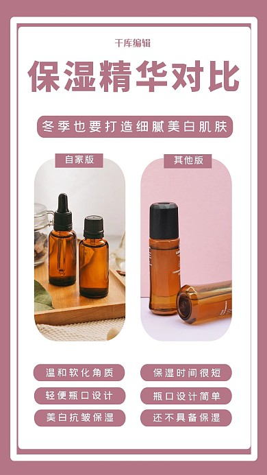 对比护肤精华紫色简约海报