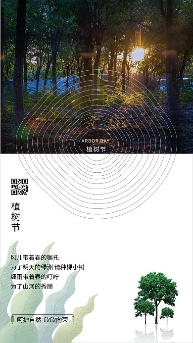 植树节森林白色海报写实海报