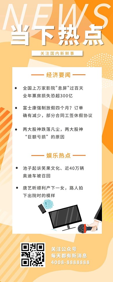 当下热点新闻黄色渐变合成营销长图