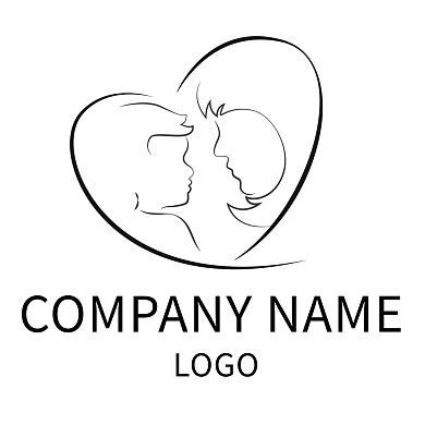 黑色线条爱心母婴LOGO