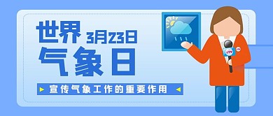 世界气象日蓝色卡通公众号首图