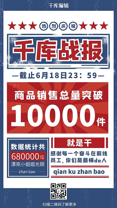 战报报纸蓝色复古海报