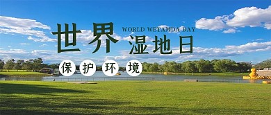世界湿地日湿地蓝色简约公众号首图