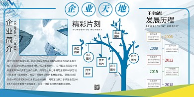 企业天地员工风采蓝色简约展板