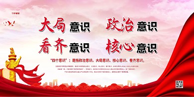 四个意识十九大红色党建风展板