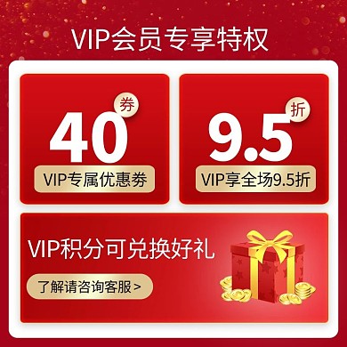 会员专享会员红色渐变红色电商促销主图直通车