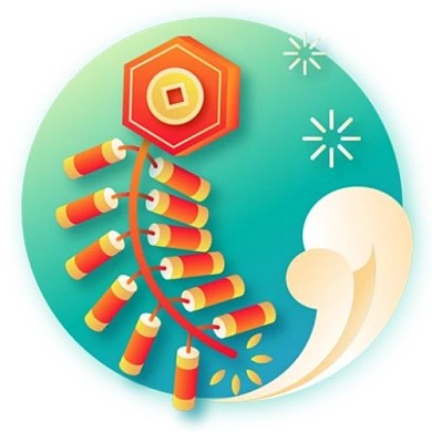 多色新年春节喜庆元素图标icon