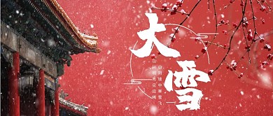 二十四节气大雪故宫腊梅红色中国风公众号首图