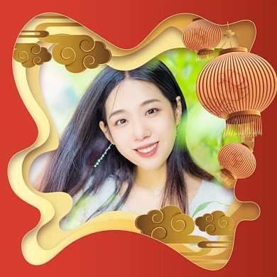 元宵节剪纸灯笼春节微信头像