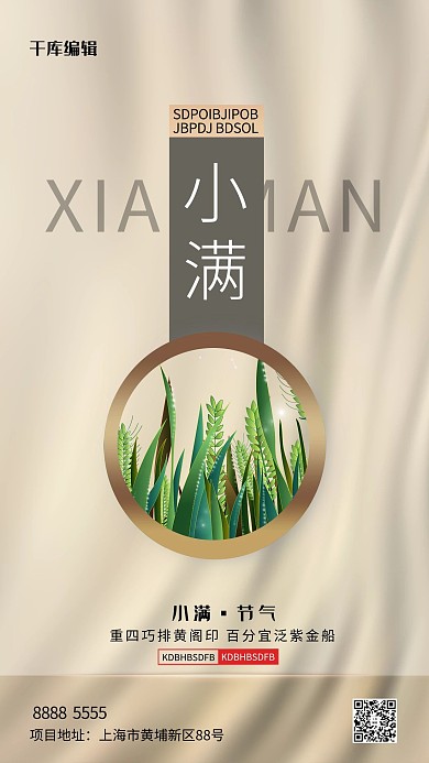 小满小麦棕色创意海报