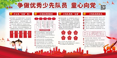 少先队童心向党红色党建风展板