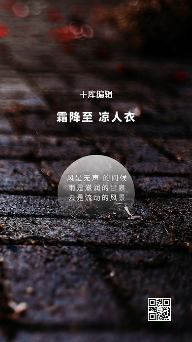 二十四节气霜降叶子褐色创意海报