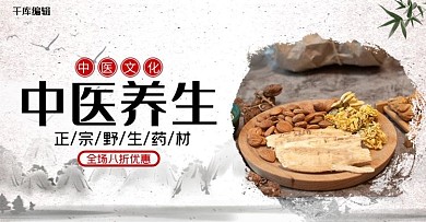 中医养生中药白色简约 古风电商banner