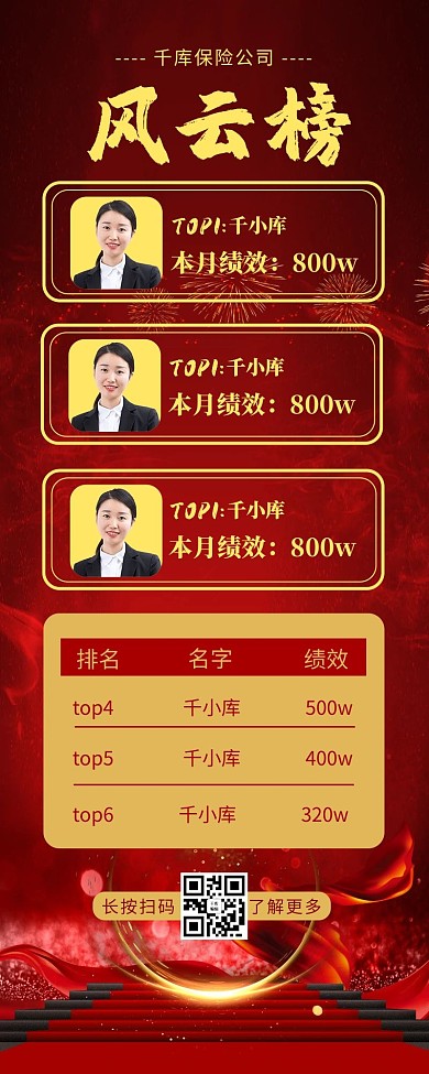 风云榜丝带红色大气 喜庆长图