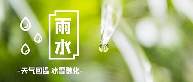 传统节气雨水时节水滴绿色简约公众号首图