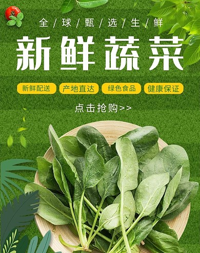 新鲜食品蔬菜绿色小清新电商banner