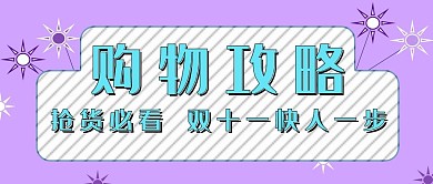 双十一购物攻略紫色系简约风公众号封面