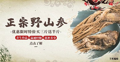 中医人参黄色古风 复古电商banner
