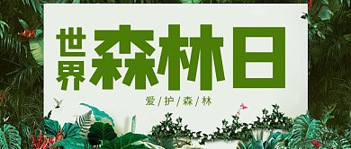 世界森林日绿色叶子绿色卡通公众号首图