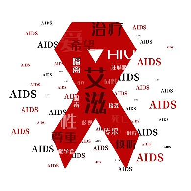 卡通手绘预防艾滋表情