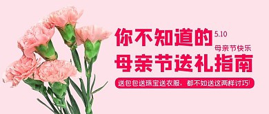 母亲节送礼指南康乃馨粉色写实大字公众号首图