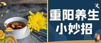 重阳养生摄影图蓝色商务风公众号首图