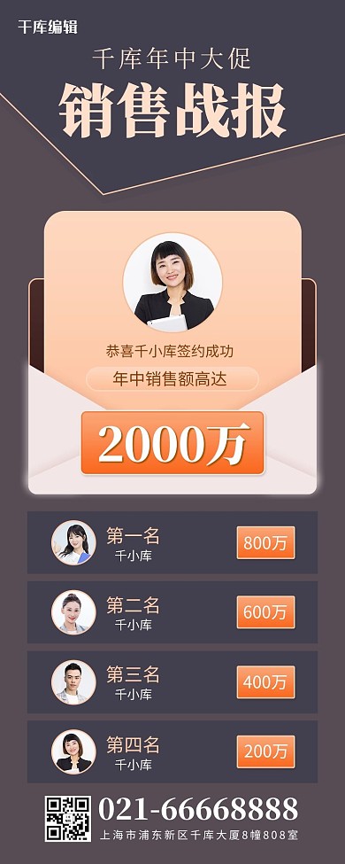 销售战报信封棕色简约风海报