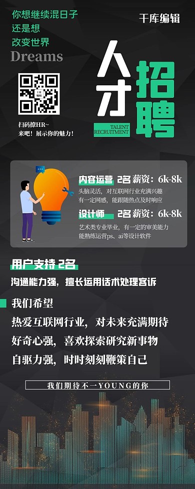 招聘长图几何黑色创意简约长图
