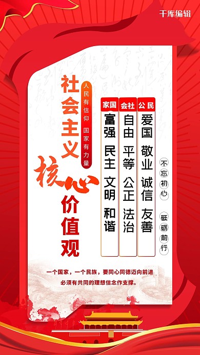 社会主义核心价值观红色简约海报