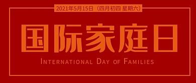 国际家庭日红色简约风公众号首图