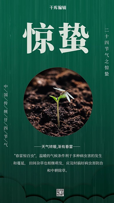 惊蛰蜻蜓绿色创意海报