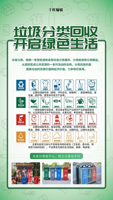 垃圾分类绿色生活绿色简约海报