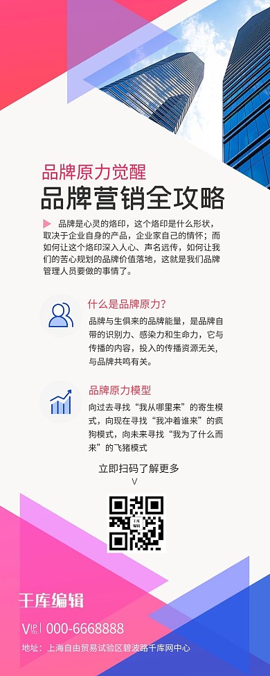 营销课品牌运营红蓝商务风营销长图