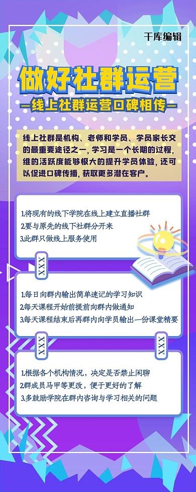 营销长图几何蓝色渐变简约长海报
