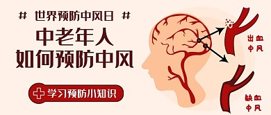 中老年人如何预防中风学习预防红色扁平公众号首图