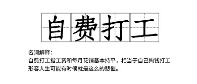 自费打工名词解释黑白简约公众号首图