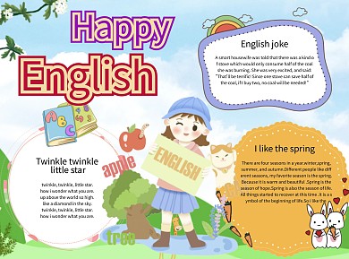 儿童可爱快乐英语小报word手抄报