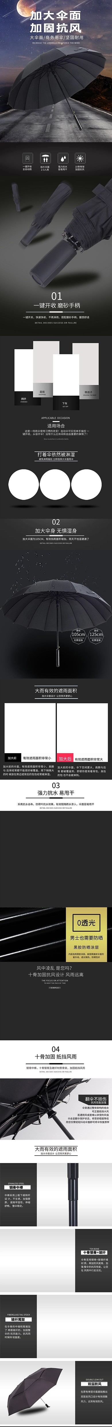 日用品夏季加固抗风商务用伞高级灰简约风电商详情页