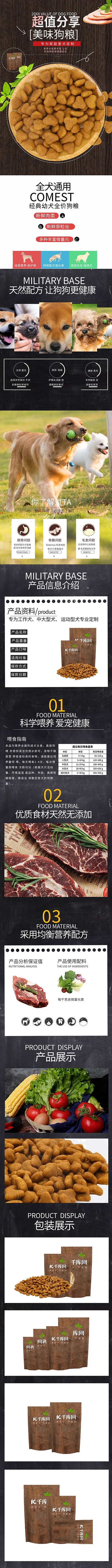 宠物食品超值美味狗粮灰色简约大气电商设计详情页