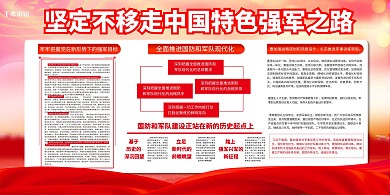 改革强军红色简约部队展板