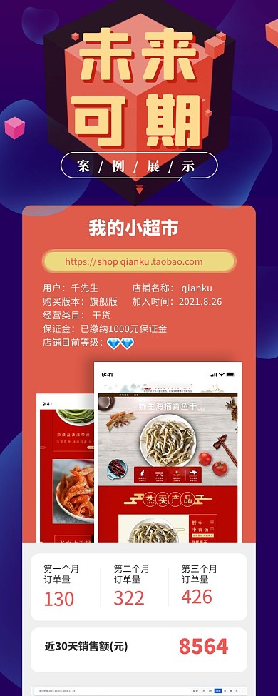 商品活动店铺展示红色蓝色科技感专业营销长图