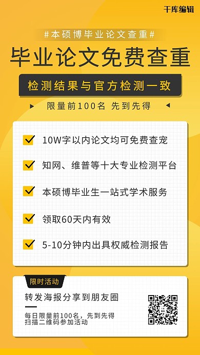 毕业论文查重毕业季黄色简约海报