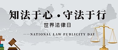 世界法律日法律灰色手绘公众号首图