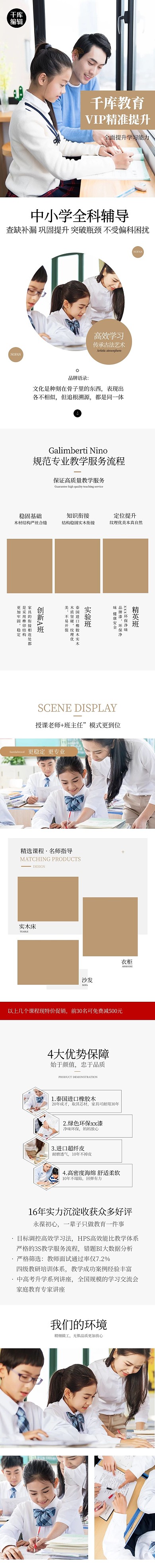 教育培训VIP名师精准培训棕色极简风电商详情页