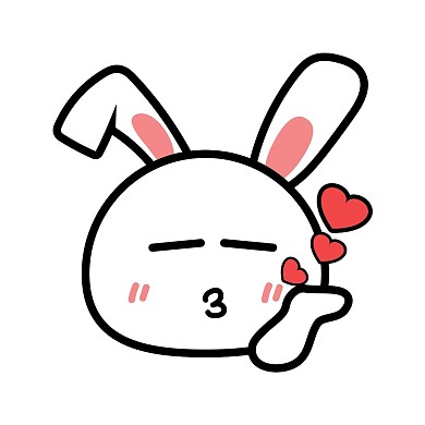 白色卡通可爱飞吻小白兔表情包