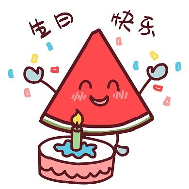 卡通西瓜各种表情表情包插画